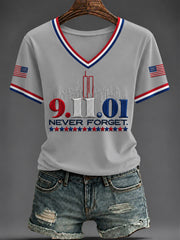 Women's America Printed V-neck T-shirt