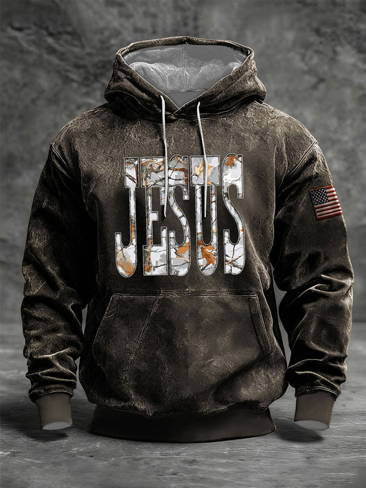 Men's Jesus Oversized Drop-Shoulder Hoodie with Pockets