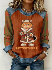 Women's Christmas Funny Cat Print Casual Top