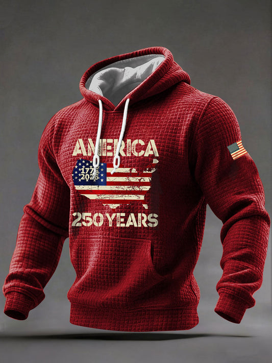 Men's 250 Years Printed Casual Hoodie