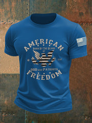 Men's American Freedom Born By The Blood Eagle Patriotic Casual Tee