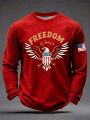 Men's Freedom Of America Flag Waffle Long Sleeve T-Shirt