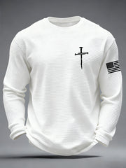 Men's Jesus The Way The Truth The Life Cross Waffle Long Sleeve T-Shirt