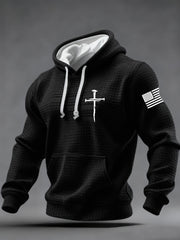 Men's Jesus The Way The Truth The Life Cross Checkered Cotton Hoodie