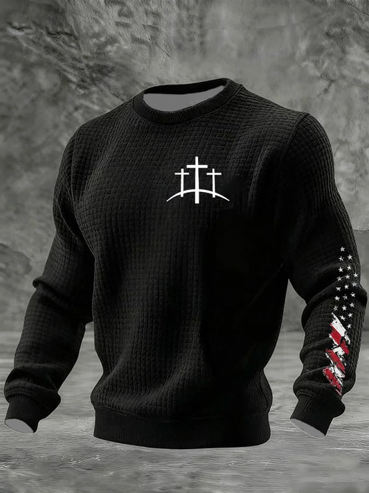 Men's Faith Cross Checkered Cotton Hoodie