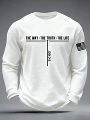 Men's Jesus The Way The Truth The Life Cross Waffle Long Sleeve T-Shirt