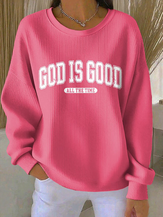 Women's God Is Good Print Casual Sweatshirt