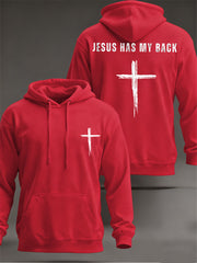 Men's Jesus Has My Back Cross Faith Casual Hoodie