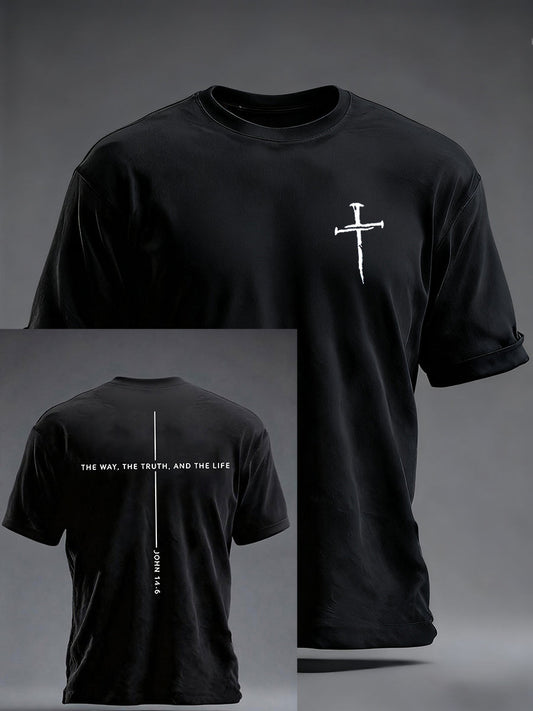 Men's Jesus The Way The Truth The Life John 14:6 Christian Cross Short Sleeve T-shirt