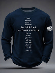 Men's Christian Be Strong and Courageous Cross Waffle Long Sleeve T-Shirt