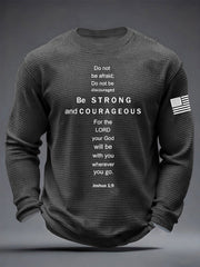 Men's Christian Be Strong and Courageous Cross Waffle Long Sleeve T-Shirt