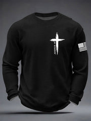 Men's Christian Cross Be strong and courageous sign Joshua 1:9 Waffle Long Sleeve T-Shirt