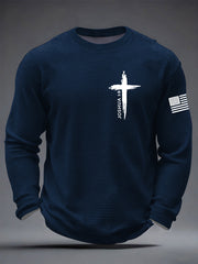 Men's Christian Cross Be strong and courageous sign Joshua 1:9 Waffle Long Sleeve T-Shirt