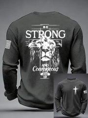 Men's Christian Cross Be strong and courageous sign Joshua 1:9 Waffle Long Sleeve T-Shirt
