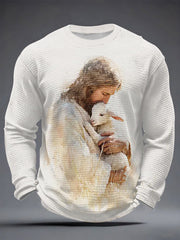 Men's Christian Jesus Shepherd Waffle Long Sleeve T-Shirt
