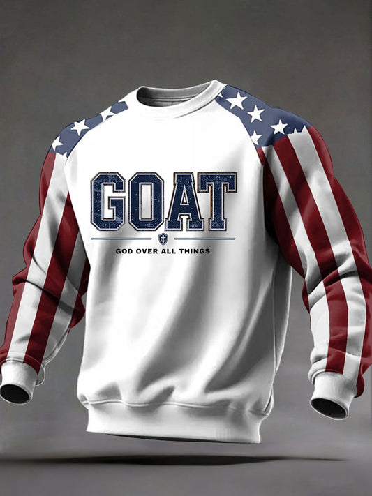 Men's GOAT God Over All Things Printed Casual Sweatshirt
