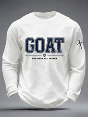 Men's GOAT God Over All Things Waffle Print Casual T-Shirt
