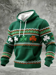 Men's St. Patrick's Day Printed Checkered Cotton Hoodie