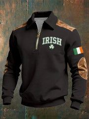 Men's St. Patrick's Day Shamrock Art Zip-Up Hoodie