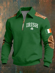 Men's St. Patrick's Day Shamrock Art Zip-Up Hoodie