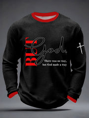 Men's But God Waffle Print Casual T-Shirt