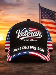 "Veteran, not a hero, just did my job" Unisex Hats