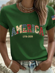 Women's Freedom Legacy 1776-2026 Patchwork Pattern T-Shirt