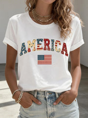 Women's Freedom Legacy Patchwork Pattern T-Shirt
