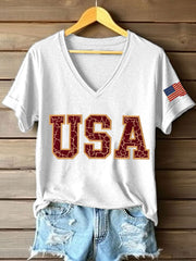 Women's Vintage Legacy Anniversary Print V-Neck T-Shirt