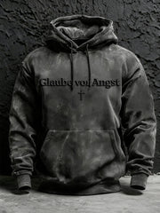 Men's Faith Print Oversized Drop-Shoulder Hoodie with Pocket