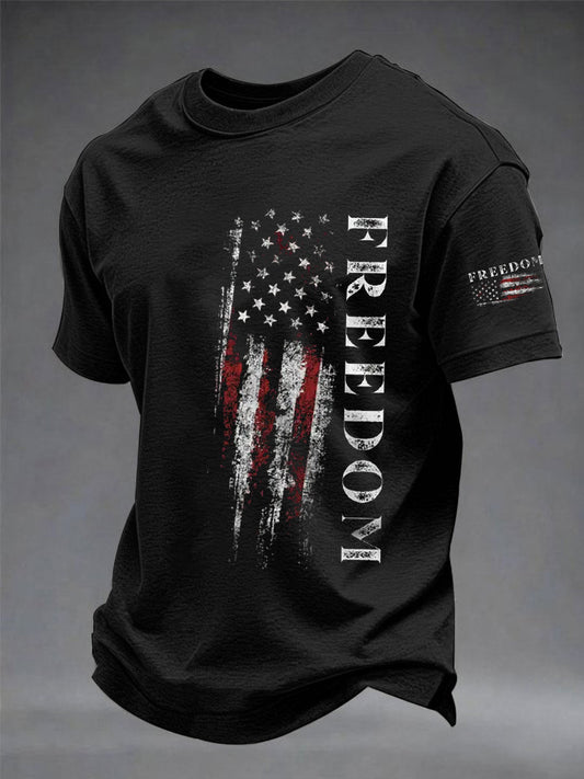 Men's Freedom USA Flag Print Casual Tee