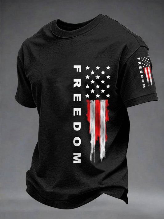 Men's Freedom USA Flag Print Casual Tee