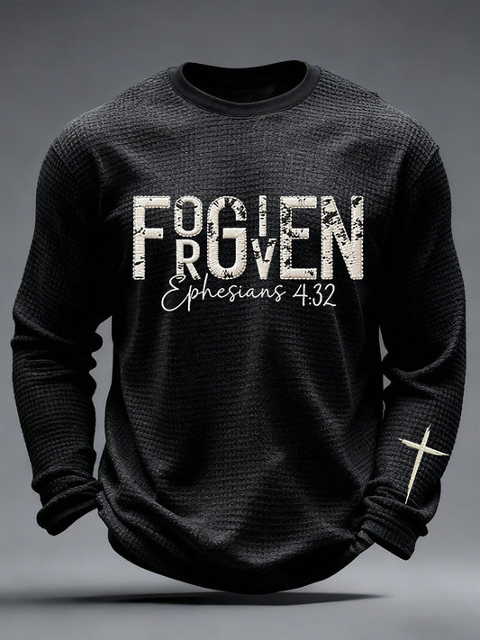Men's Christian Forgiven Cross Waffle Long Sleeve T-Shirt