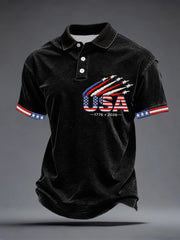 Men's USA 1776-2026 Embroidery Pattern Polo Shirt