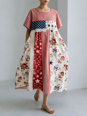 Women's Patchwork Floral Print Casual Dress
