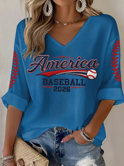 Women's Baseball Print Waffle T-shirt