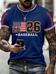 Men's Baseball Print Waffle Short Sleeve
