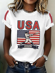 Women's Baseball Print short-sleeved T-shirt