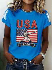 Women's Baseball Print short-sleeved T-shirt