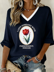 Women's Parkinson's Awareness Print Waffle T-shirt