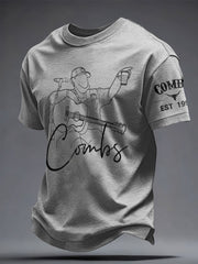Men's Western Style Country Music Lover Combs Printed T-shirt