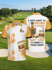 Men's Golf Whisky And Take Naps Printed Shirt