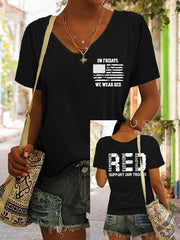 Women's Red Friday Print Casual T-Shirt