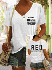Women's Red Friday Print Casual T-Shirt