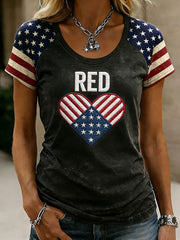 Women's Red Friday Print Casual T-Shirt