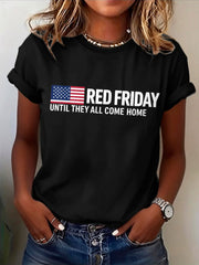 Women's Red Friday Print Casual T-Shirt