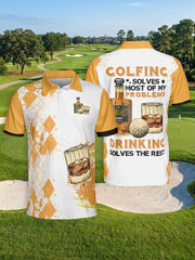 Men's Golfing And Drinking Solve My Problems Printed Shirt
