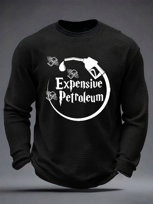 Men's expensive petroleum Waffle Long Sleeve T-Shirt