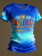 Women's Autism Awareness Casual T-shirt