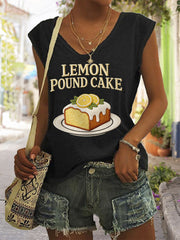 Women's Lemon Pound Cake Print Sleeveless Tee